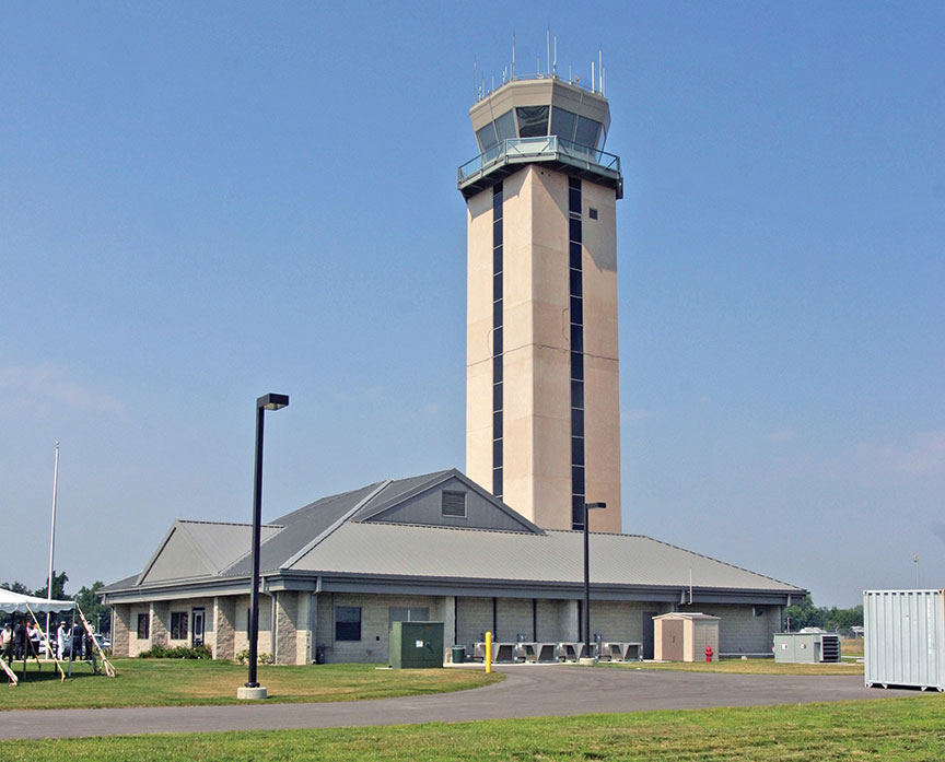 Image of the aiport tower taken from the ground