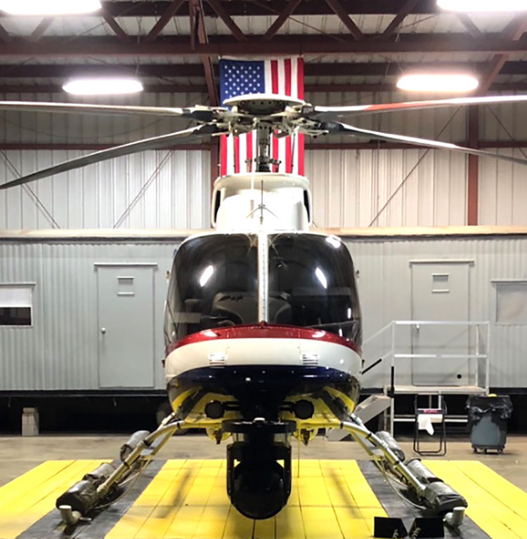 Helicopter in hanger