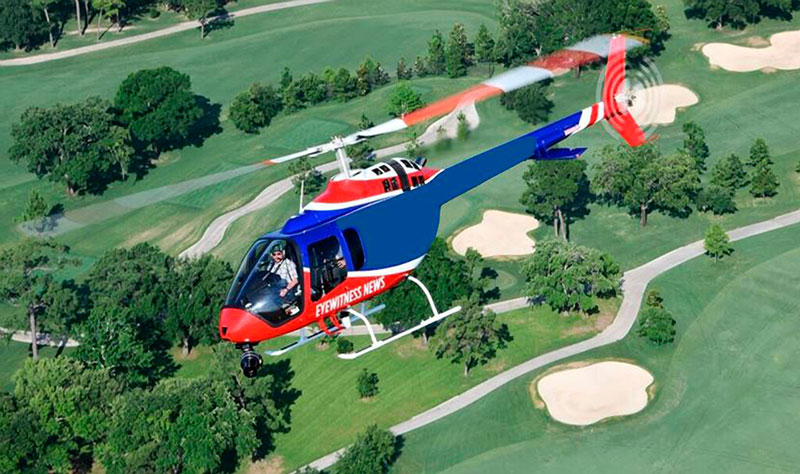 KCPS helicopter in the air over a golf course