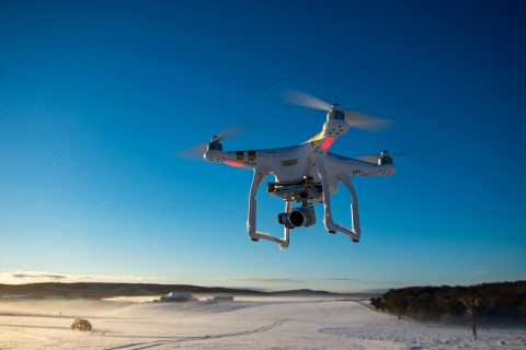 Drone flying in the air