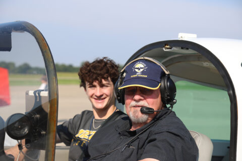 Jase Brentlinger, from Freeburg, Ill. is shown here with the pilot.